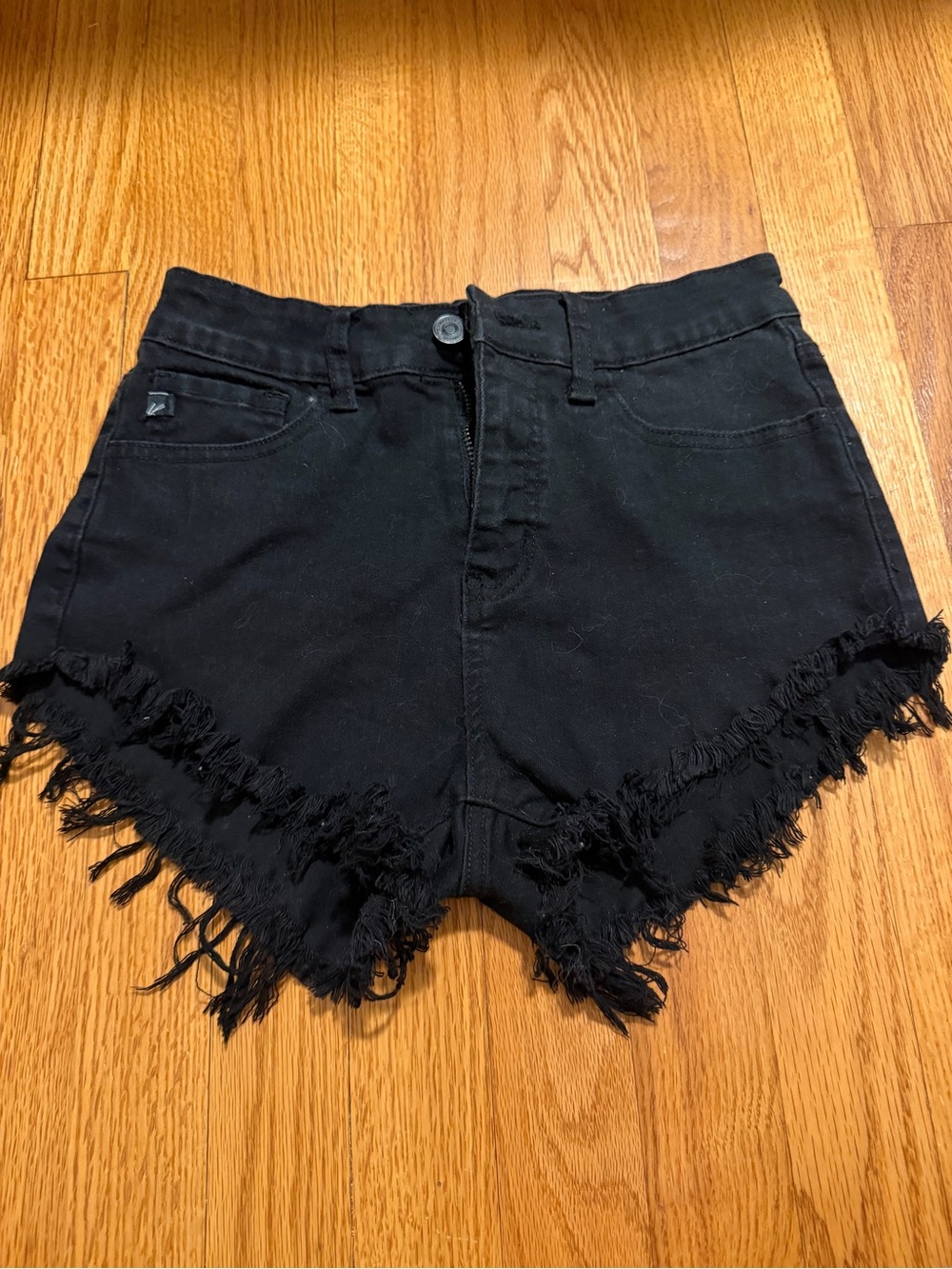 KanCan Black High-Rise Frayed Hem Jean Shorts